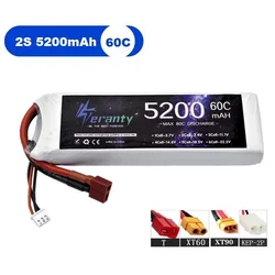 2S Lipo 7.4V 5200MAH Battery 60C For RC Drones Quadcopter Helicopter Boat Spare Batteries With Deans T XT60 XT90 Connector