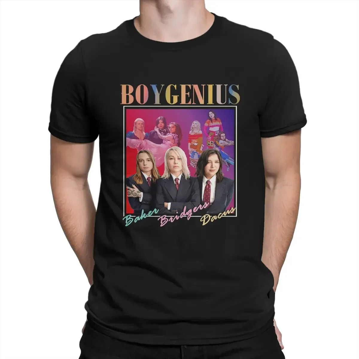 تي شيرت رجالي تصميم جديد من القطن الخالص تي شيرت بأكمام قصيرة فرقة الروك الأمريكية Boygenius تي شيرت برقبة مستديرة ملابس عيد ميلاد 2024