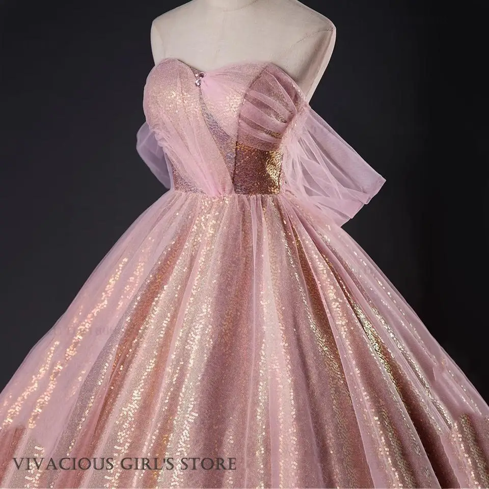 فاخر تألق الترتر الإناث فستان الحفلات المسائية مرحلة أزياء مسرحية الجنية تول فستان الحفلة الراقصة مثير قبالة الكتف Vestidos