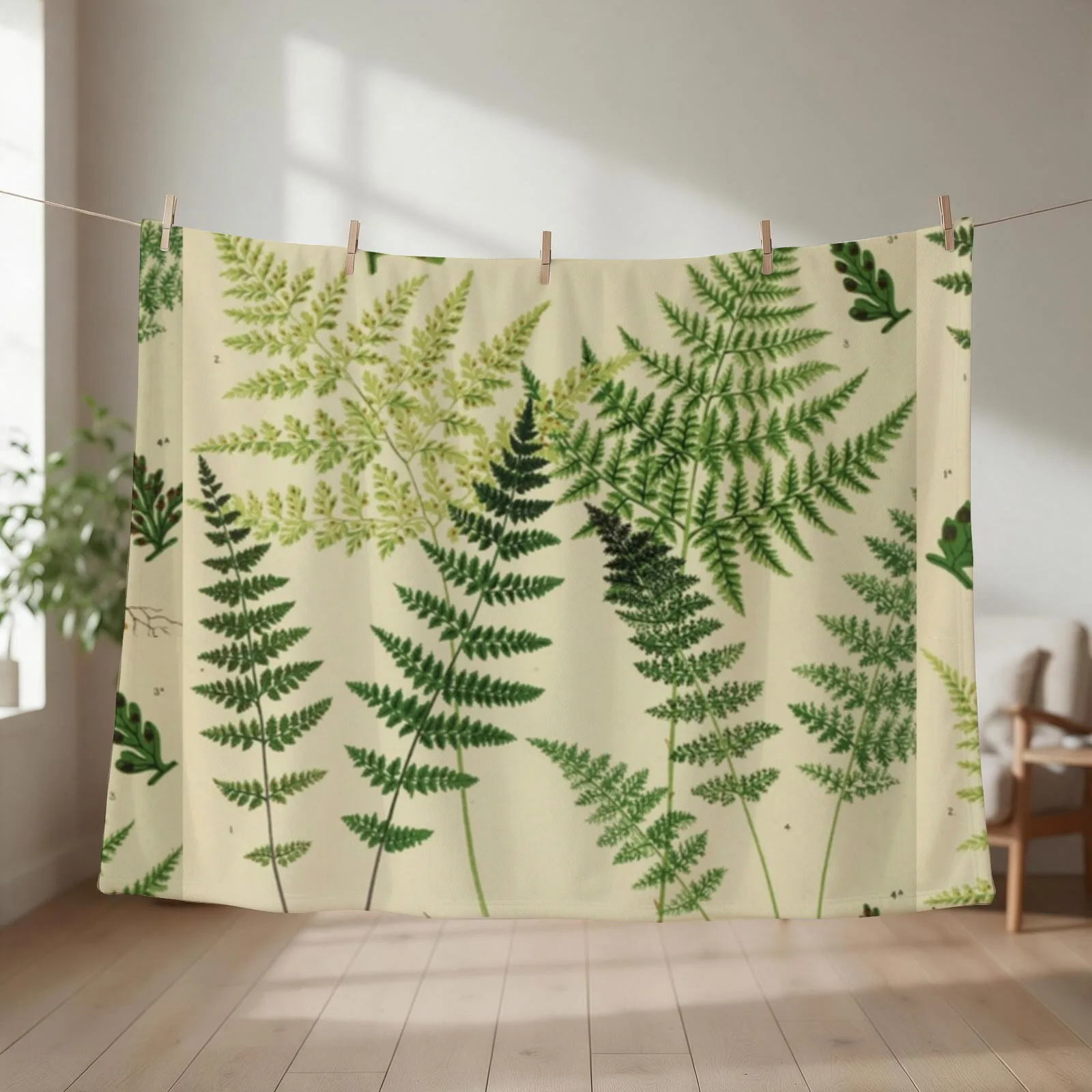 Botanical Ferns Throw Blanket couch cozy soft plush fuzzy picnic outdoor blanket