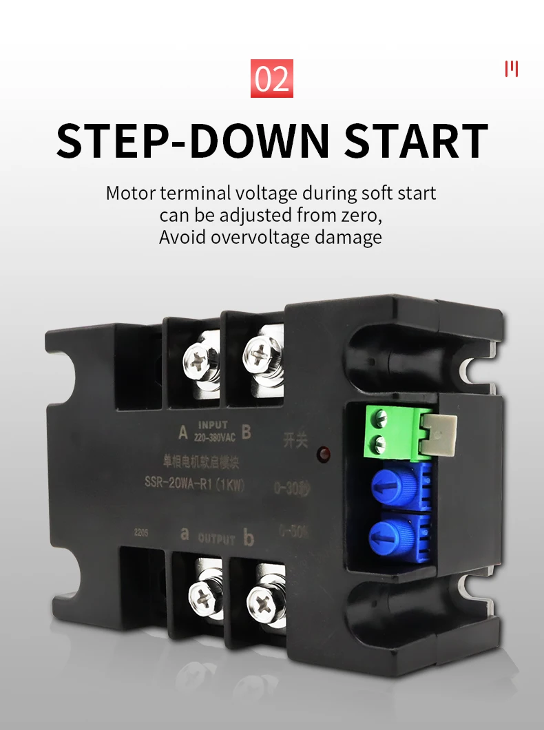 Einphasiger Intelligenter Motoranlaufregler Softstart-Modul für Wasserpumpenmotor 2KW 4KW 6KW 8KW Lüfter – Detail 4