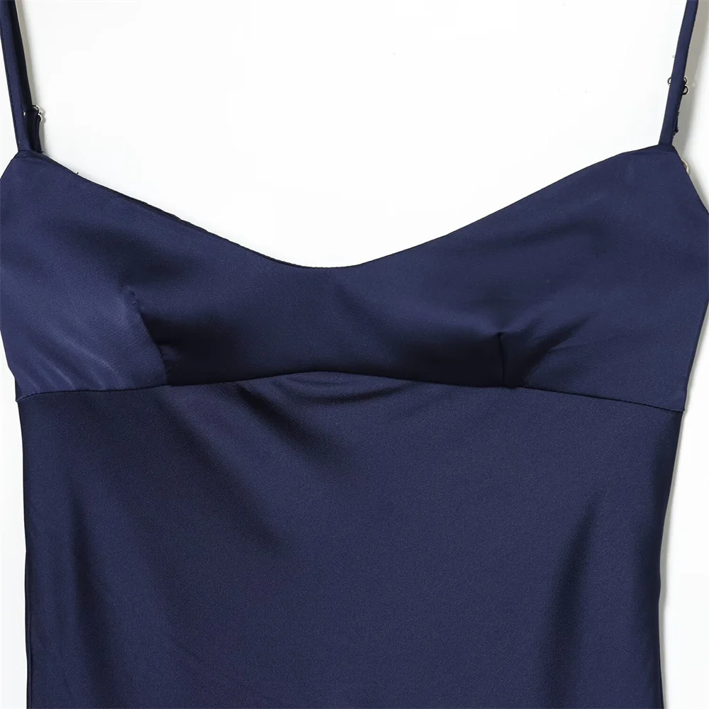 秋冬新作 レディース服 可愛い おしゃれ キャミソール レース サテン風 バックレス スリムフィット キャミソールワンピース