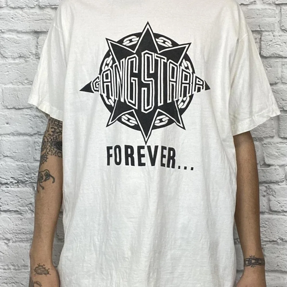 Gang Starr hip hop band Forever T-shirt short sleeve S-5Xl white 1F397 Anime pattern clothing high quality 100% cotton  sle