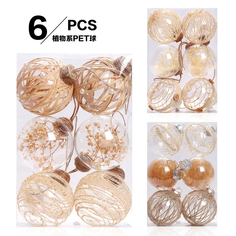 

6pcs transparent PET twine Christmas ball suitable for Christmas tree, party, DIY home decoration, outdoor Christmas decorations