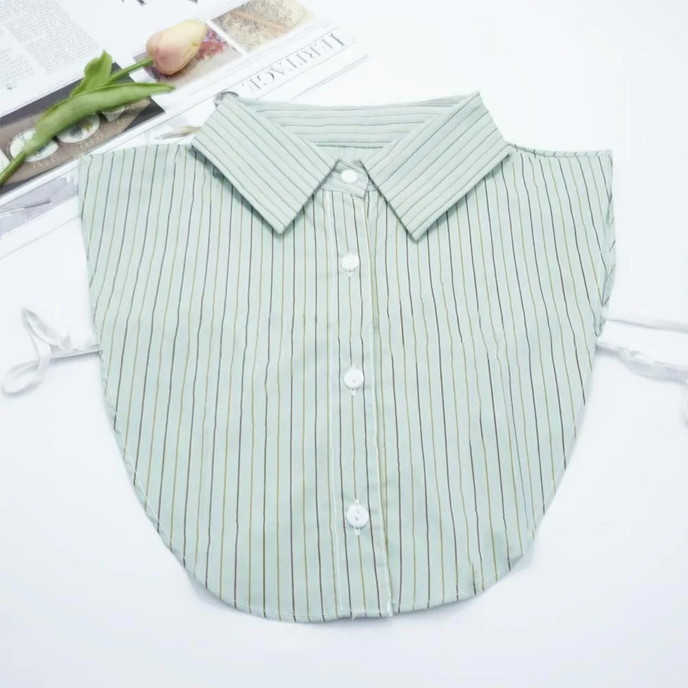 

Модный хлопковый полосатый искусственный воротник, винтажный классический галстук спереди, съемный повседневный накладной воротник блузки для женщин