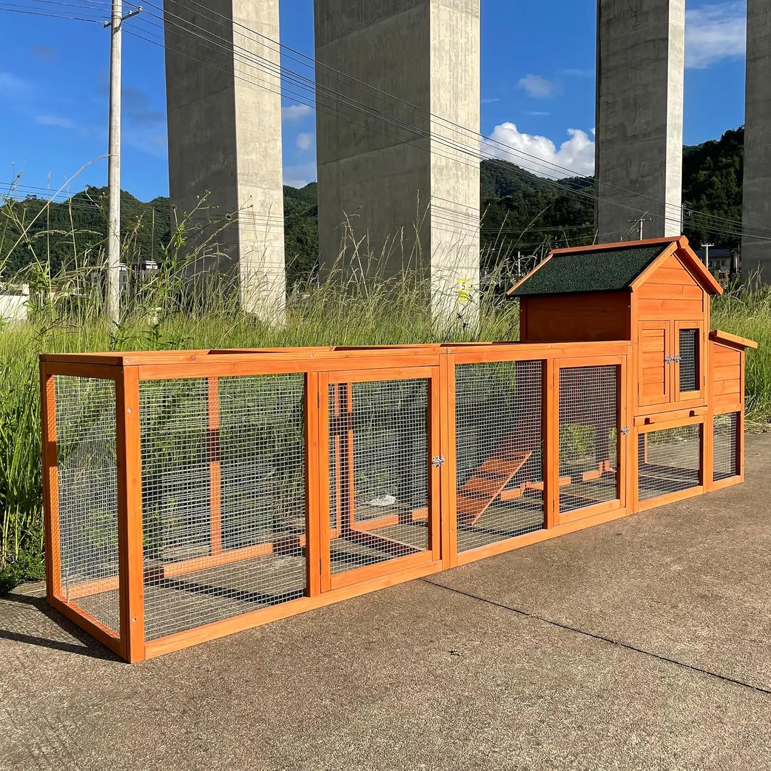 

122" Large Chicken Coop with Nest Box and Removable , Hen House for 2-6 Chickens, Outdoor Weatherproof Small Animal Cages