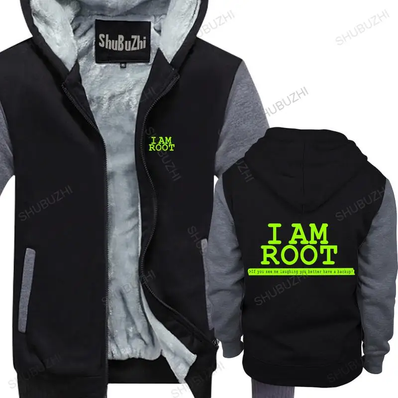 warm coat men fleece hoody Hip Hop Style Tops I'm Root Linux hoodies By Linux men winter sweatshirt drop shipping