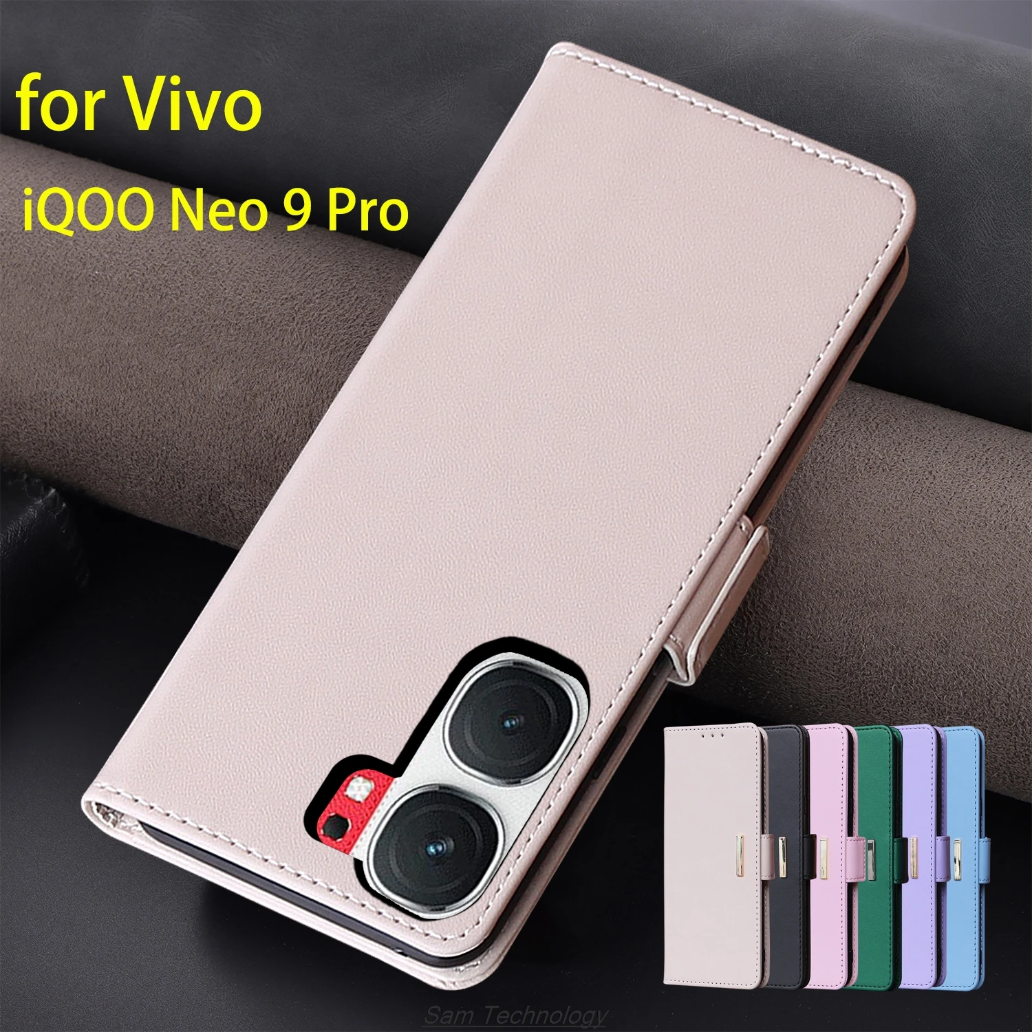 Magnetic buckle Leather Case for Vivo iQOO Neo 9 Pro / Neo9 Pro Wallet RFID BLOCKING Flip Cover female Simple Capa Fundas Coque