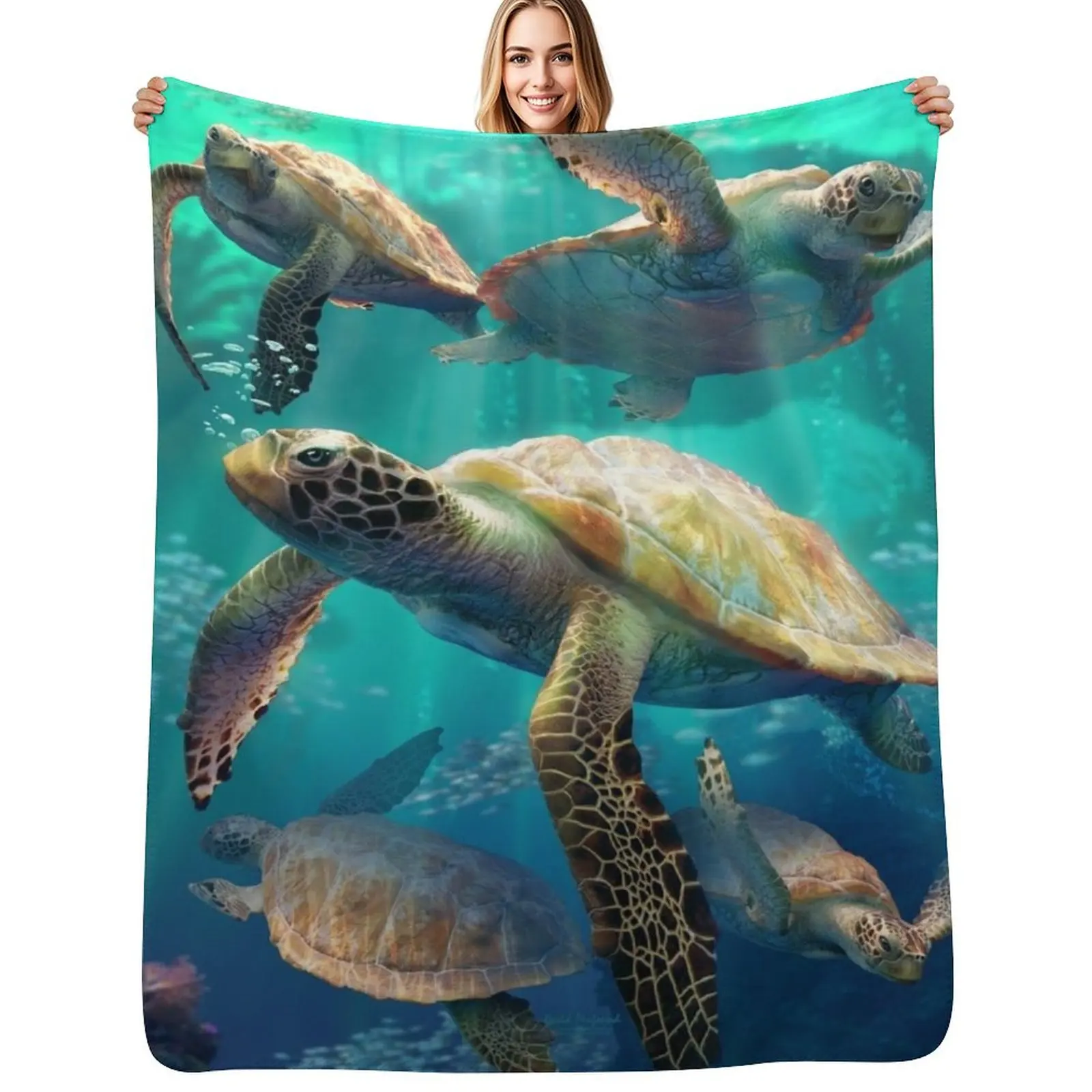 

Sea Turtles Throw Blanket Shaggy Soft Plush Plaid Furry blankets and throws Blankets