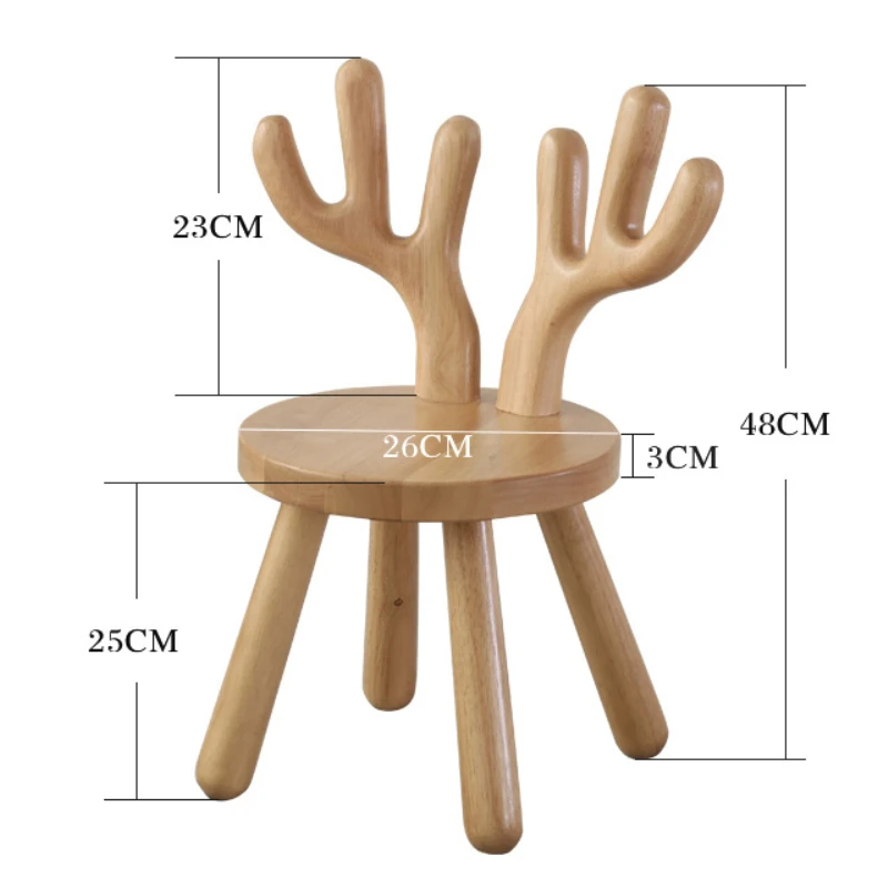 Baby Solid Wood Cartoon Bench Household Animal Backrest Learning Lovely Children Table Chair Round Low Stool Kid Kindergarten