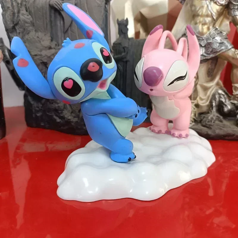 Disney Stitch Lovers Doll Angel Kissing Stitch Statue Desktop Display Figurines Home Ornaments Valentine's Day girlfriend Gifts