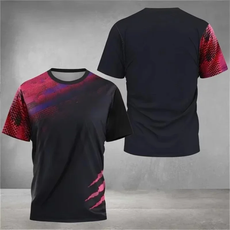 Einfache, schnelltrocknende Sport-T-Shirts für Herren, Sommer, Freizeit, Kurzarm, 3D-Druck, Fitness, Lauf-T-Shirts, locker, atmungsaktiv