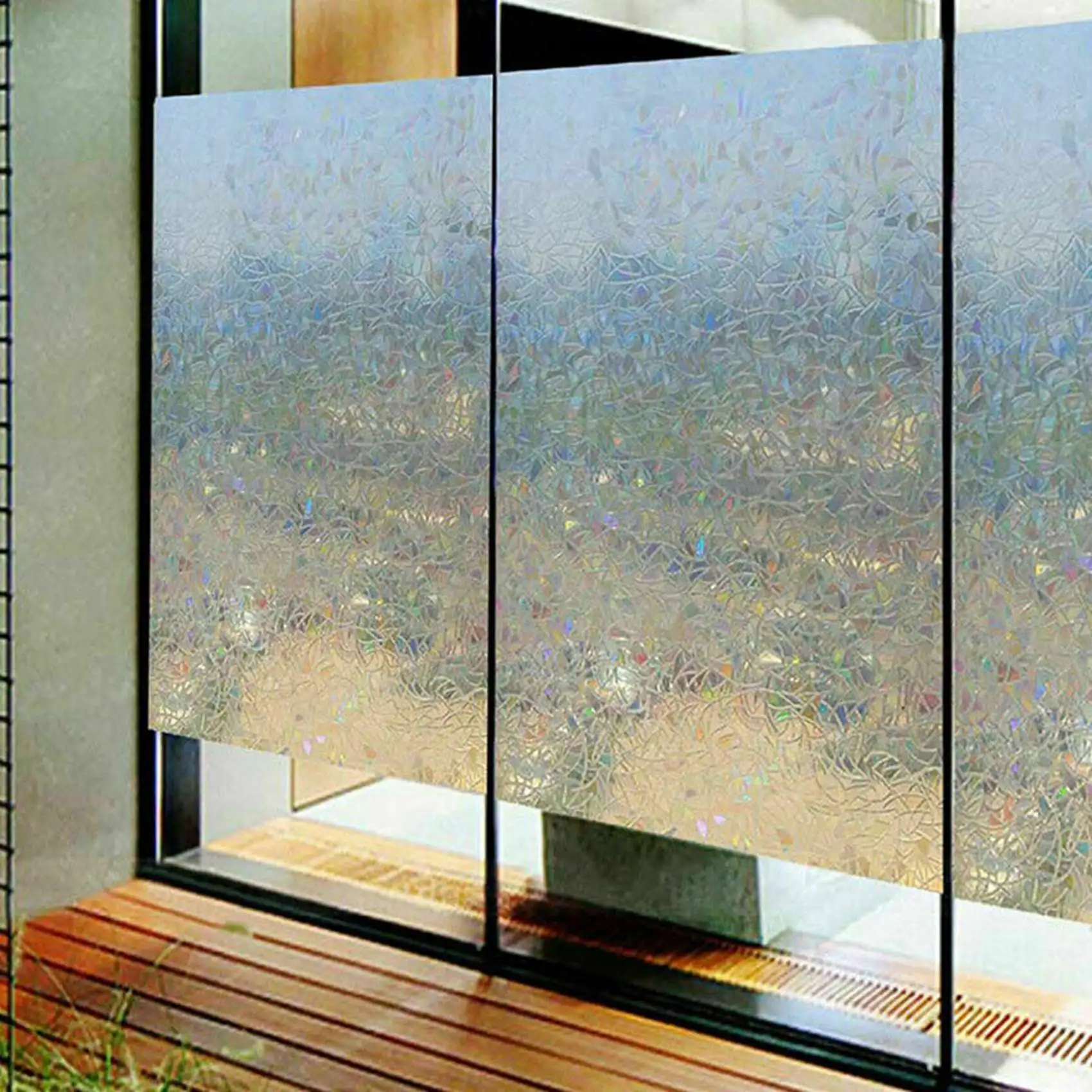 BAAG-2X 3D Window Film Rainbow Reflective Decorative Privacy Static Clings Glass Sticker