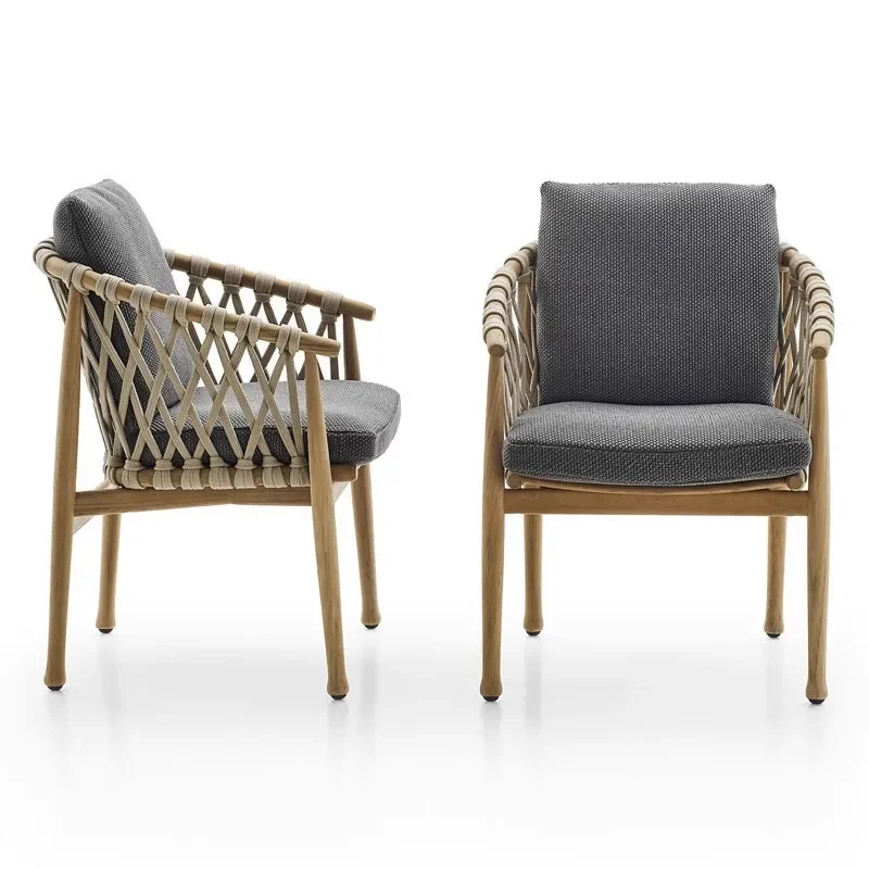 

Terrace Outdoor Garden Chairs Balcony Waterproof Courtyard Modern Garden Chairs Villa Wood Furniture Gartenstuhl MHSF