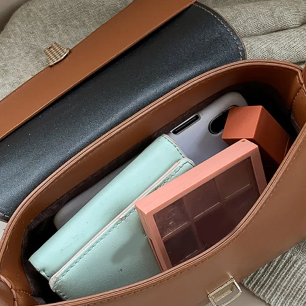 Damska torba z grubej bawełny w stylu retro modna torba pod pachami w stylu vintage przenośna na co dzień PU skóra jednokolorowe proste torebki