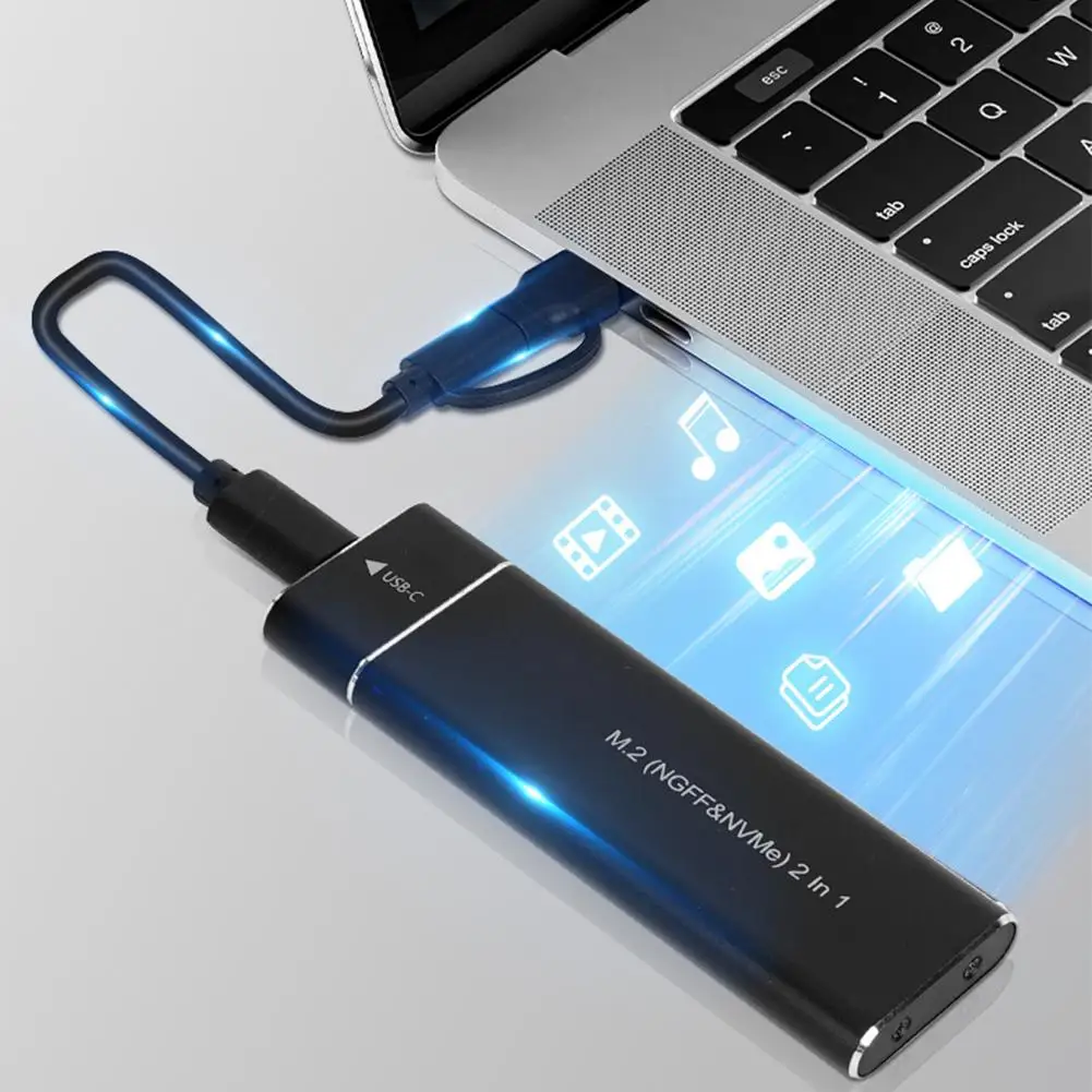 M.2 NVMe SSD Enclosure Adapter Aluminum Case USB C 3.1 Gen2 10Gbps To NVMe PCIe Supports M Keys B&M Keys Fast Heat Dissipation