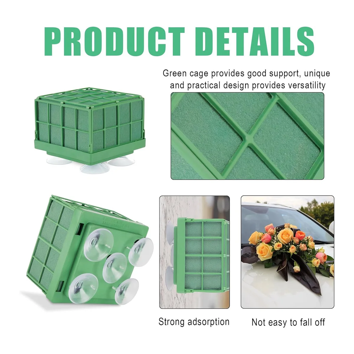 Floral Foam Cage with Square Flower Foam Blocks Holder, Floral Foam Blocks for Artificial Flowers Arrangements 4Pcs