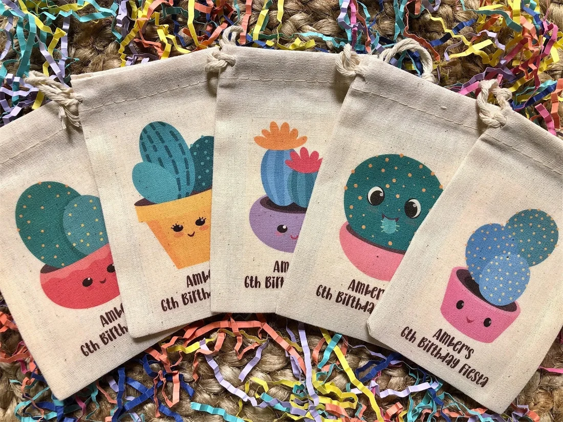 

20pcs Cactus Personalized Birthday Party Fiesta Baby Shower Favor Bags