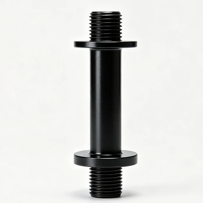 Black Anodized Aluminum Double Flange Threaded Standoff, Precision CNC Turning Equipment Positioning Screw Post