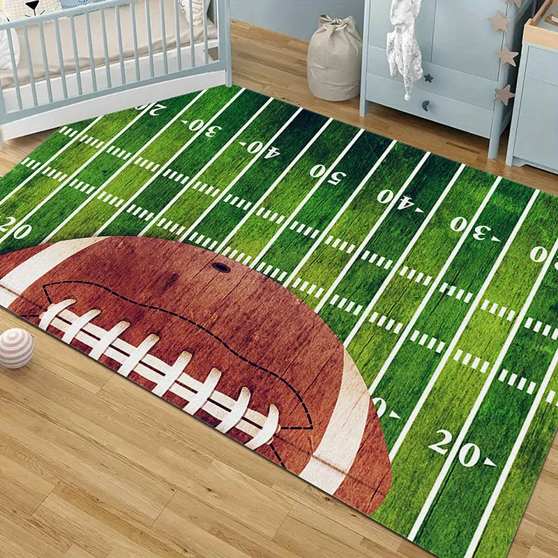 American Football Field Print Carpet Wrinkle Resistant Non-slip Floor Mats Soft Decoration for Living Room Bedroom Kitchen Rugs