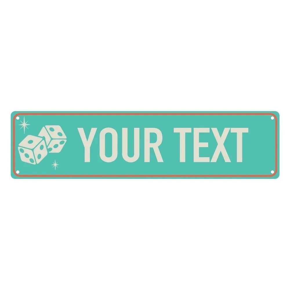[CIFbuy][2D Flat] Custom Teal Dice Aluminum Street Sign,Personalized Home Bar Wall Decor (Only For Decoration)