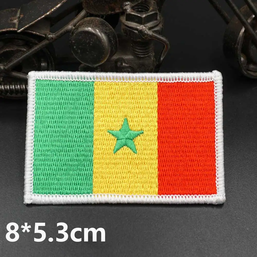 African Senegal flag Embroidery Patches with Sew on hook backing for Clothing