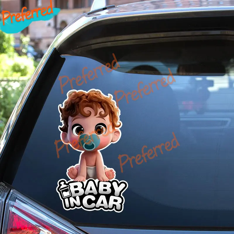 High Quality Decal Kid Children Boy on Board Baby In Car Cartoon Funny Die-Cut Stickers Girl on Board Bumper Rear Window