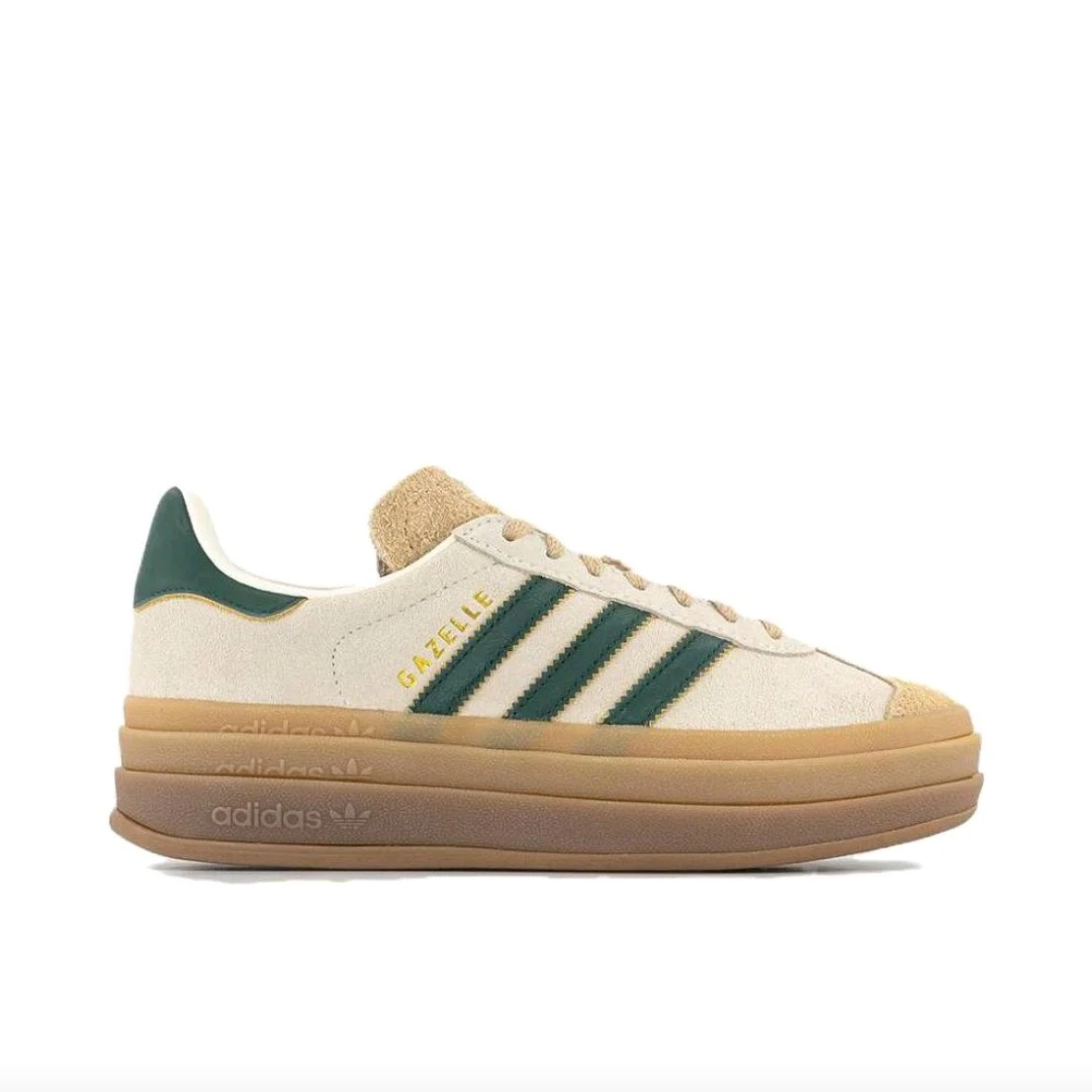 

Adidas Originals GAZELLE BOLD Women's Skateboarding Shoes, Impact Resistance, Platform Sneakers, Beige/Green
