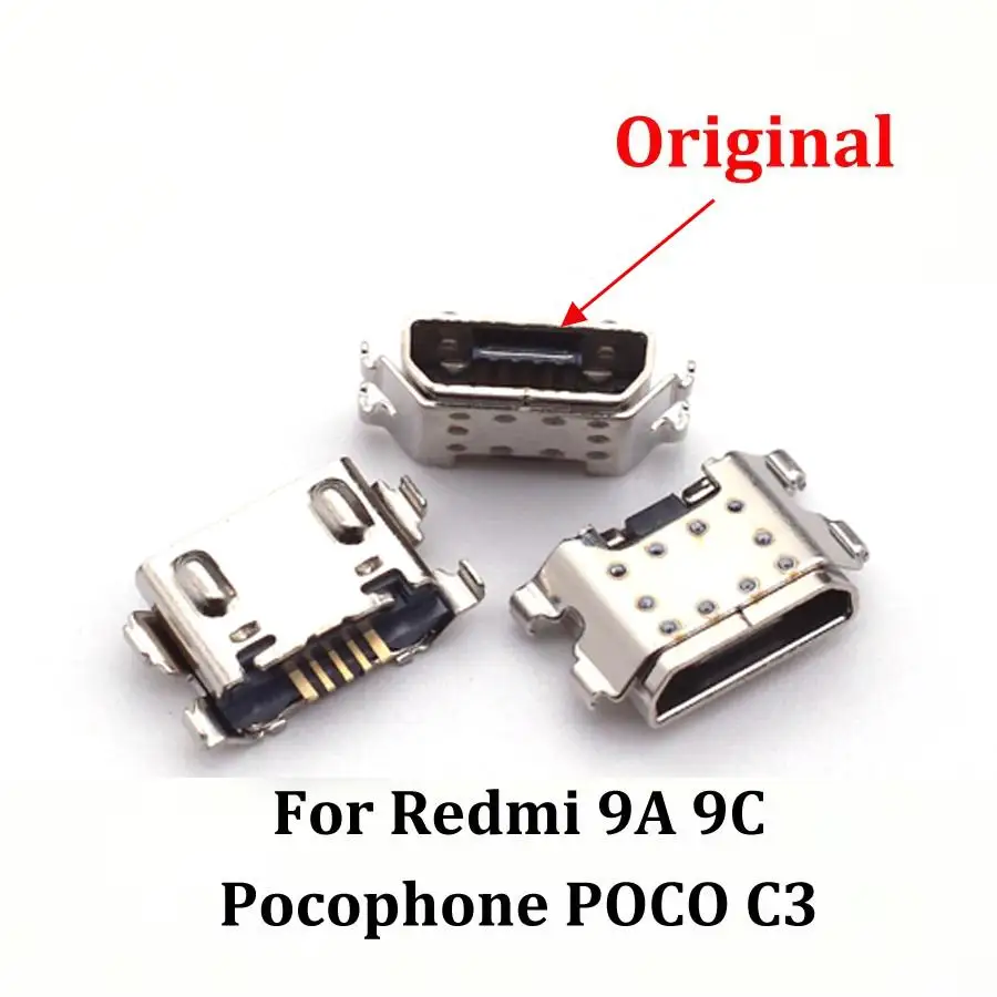 

10-100pcs Micro USB Dock Jack Charging Connector For Xiaomi Redmi 9A 9C Pocophone POCO C3 Charger Port Socket Plug