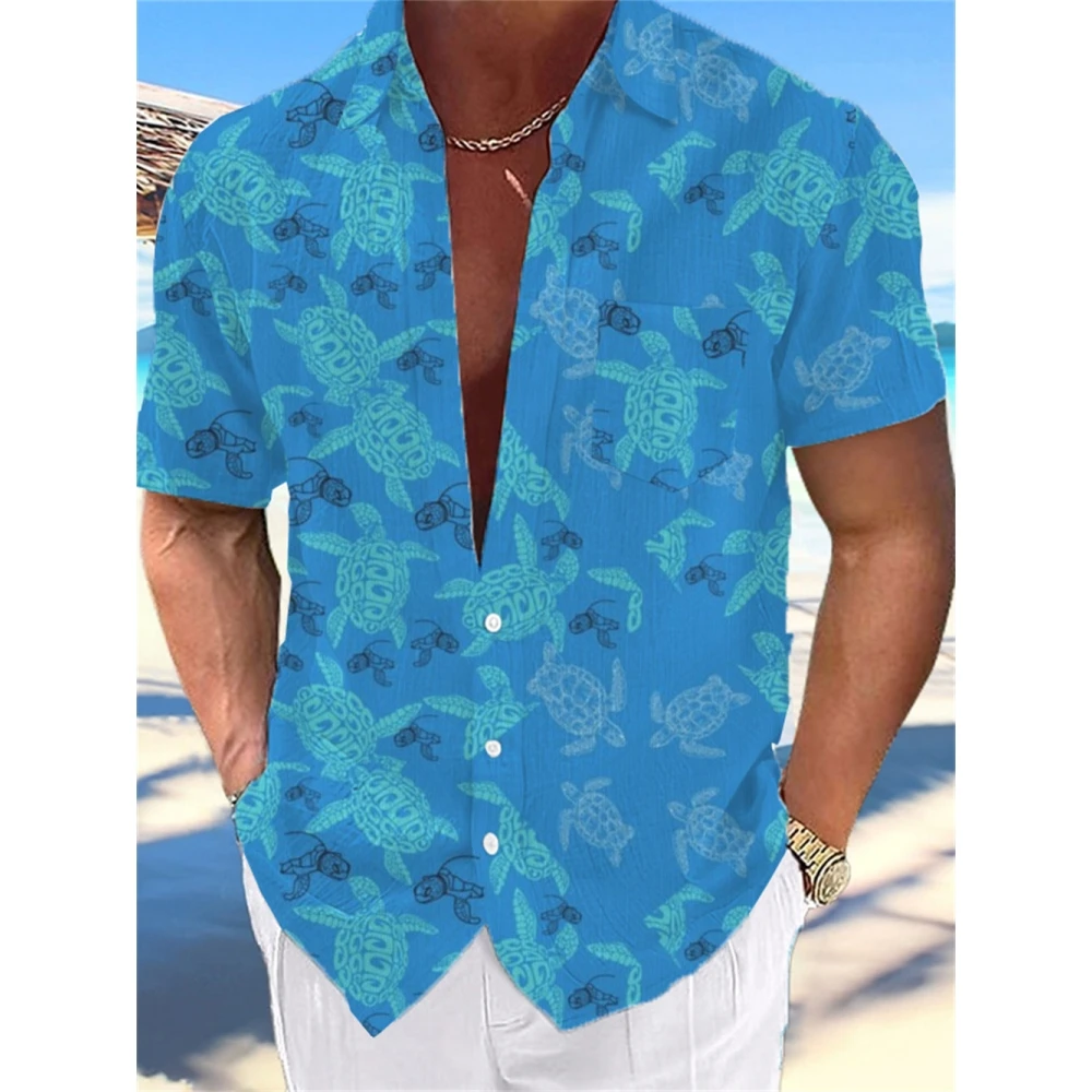 Camisa hawaiana informal para hombre, camisa de manga corta con estampado 3d, ropa transpirable, Verano