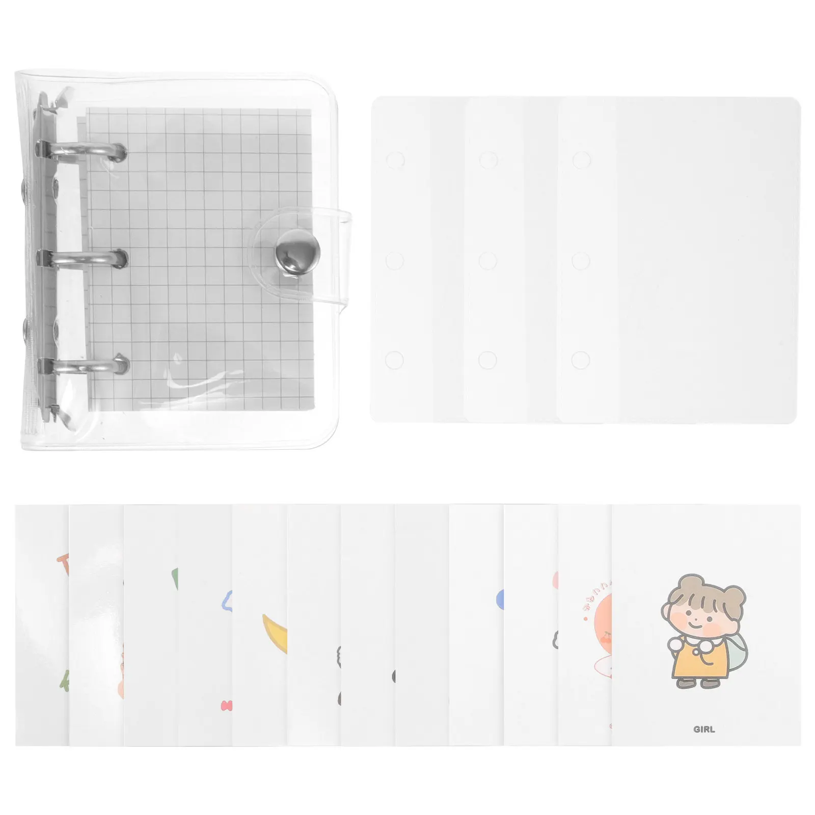 1Set Decorative Small Notebook Mini Binder Loose Leaf Notepad Portable Compact Journal for School Office Travel Creative