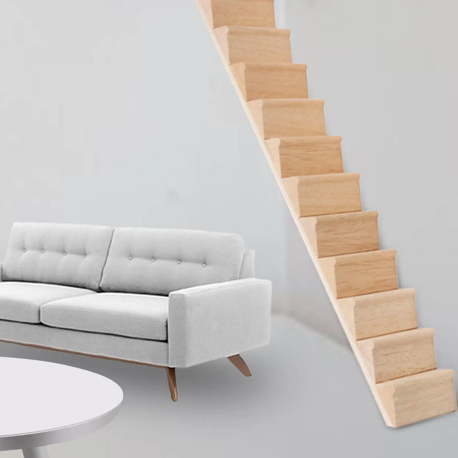 Escaleras en miniatura a escala 1:12, escalera de madera DIY en miniatura, decoración para casa de muñecas sin pintar, muebles para casa de muñecas