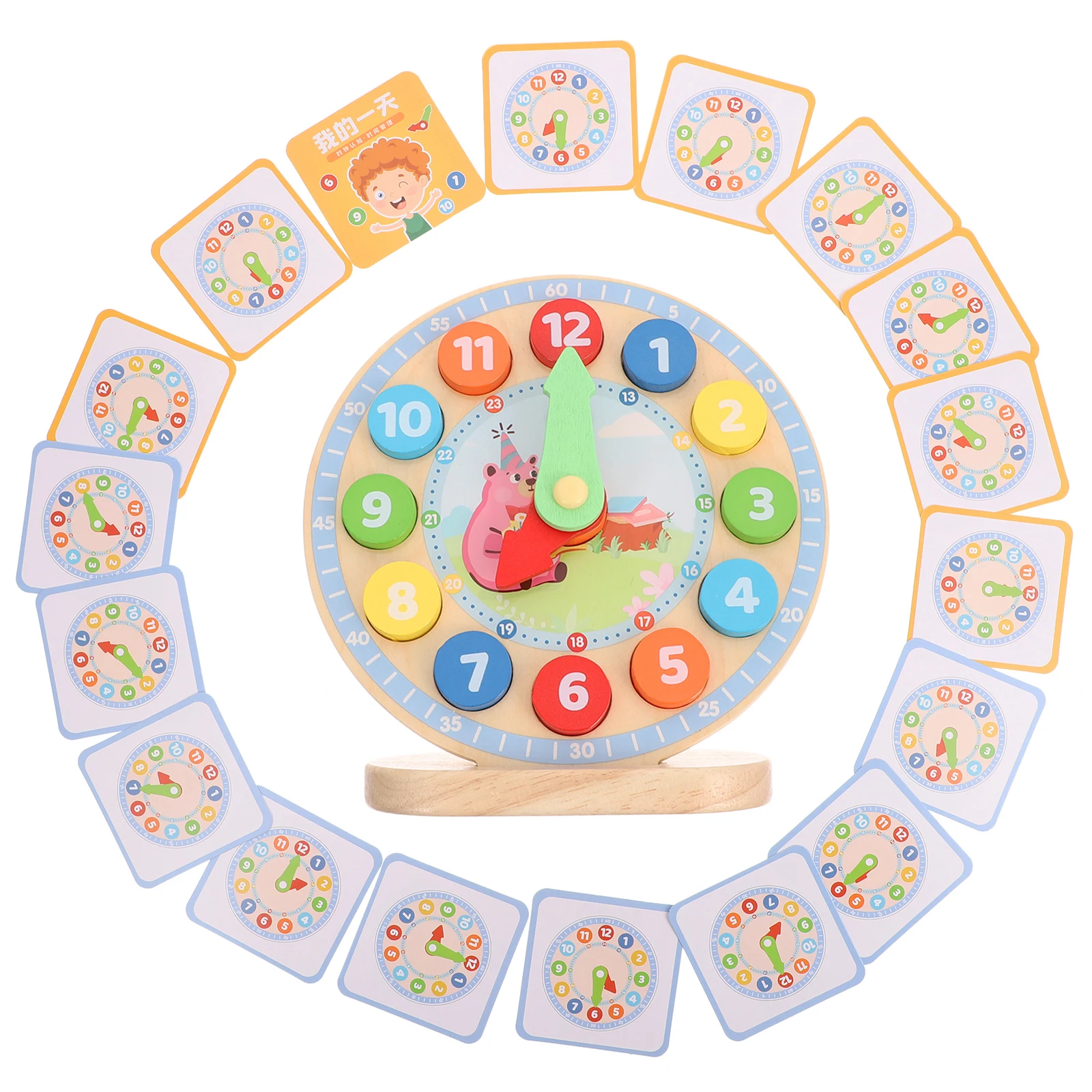

1pc Digital Clock Teaching Aids Wooden Cognition Toy Kids Time Learning Montessori Toys Educational Sorting Plaything