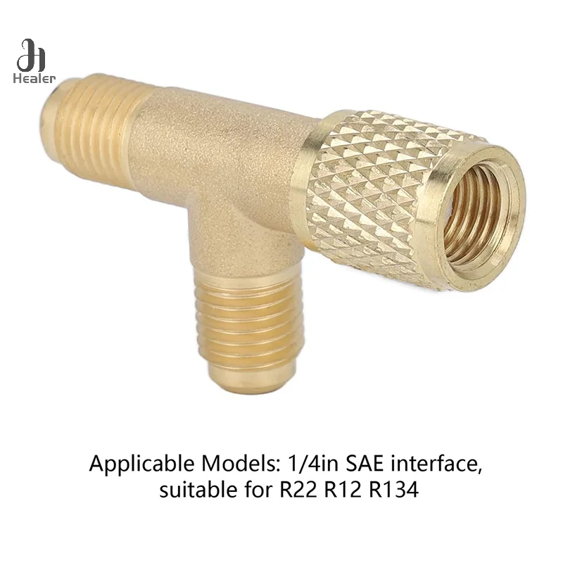 Adaptador en T de núcleo de válvula, estructura resistente de alta resistencia, acoplador rápido, adaptador en T para R22 R12 R134, 2 uds.