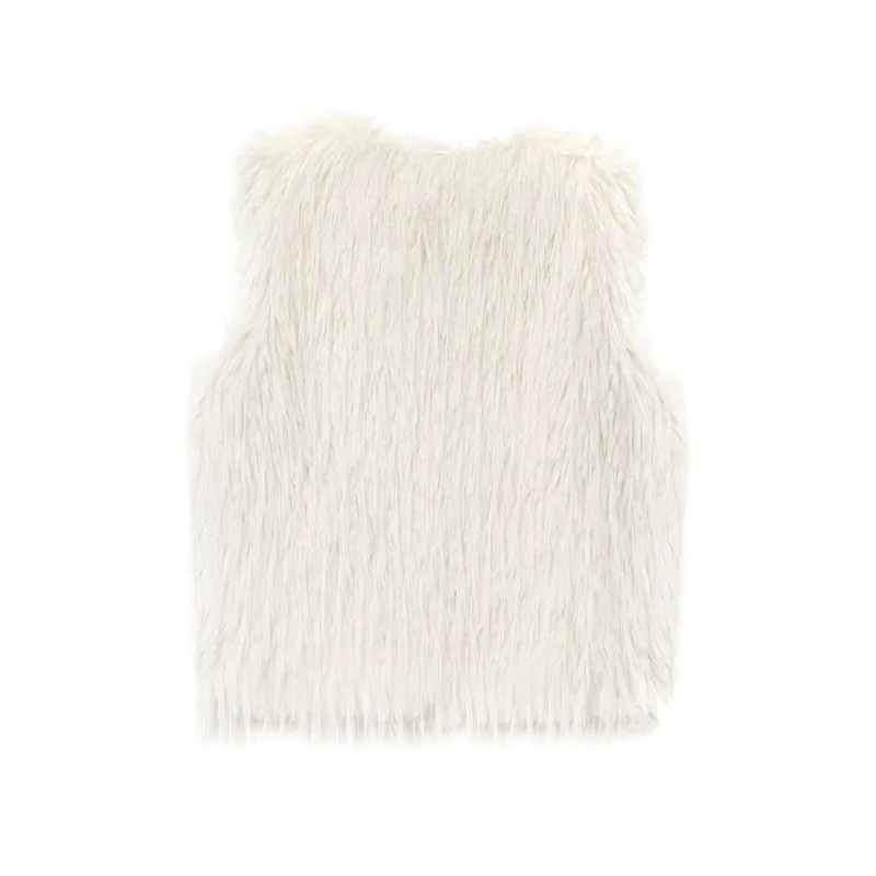 Guobioziy Women's Jacket 2026 Autumn/Winter New Fashionable Stylish Personality Solid Color Sleeveless Faux Fur Vest