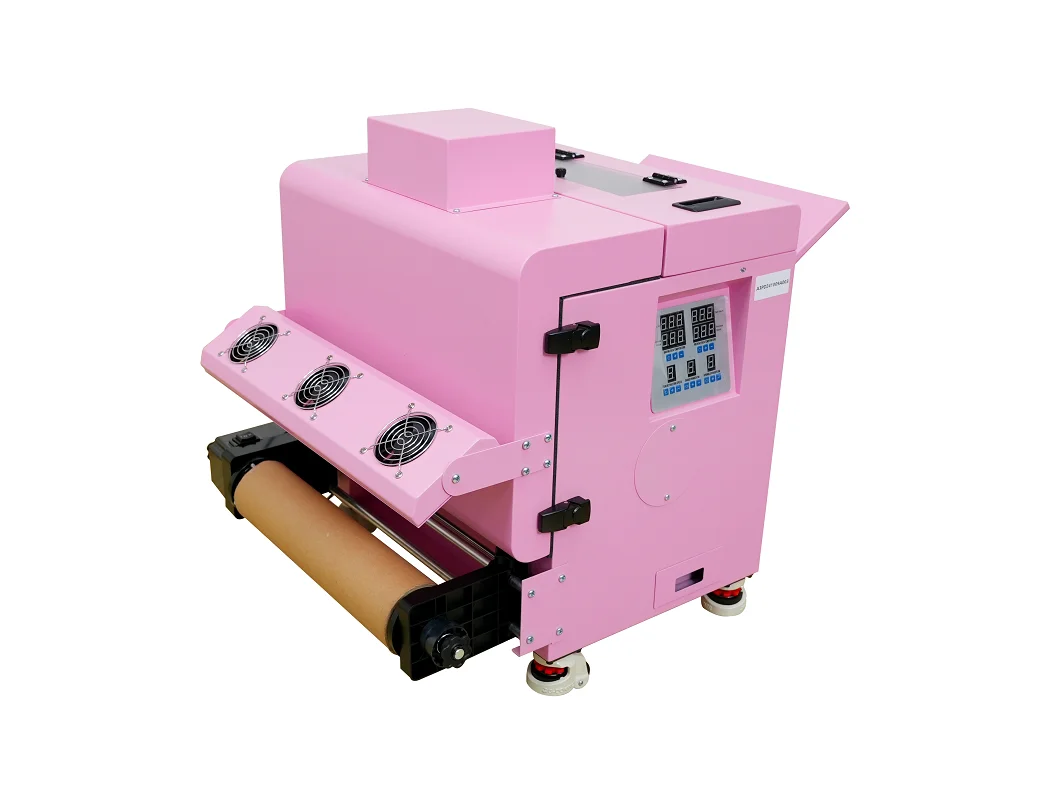 A3 DTF Pink Color Powder Shaking With Air Puriffer For Clothes Printing