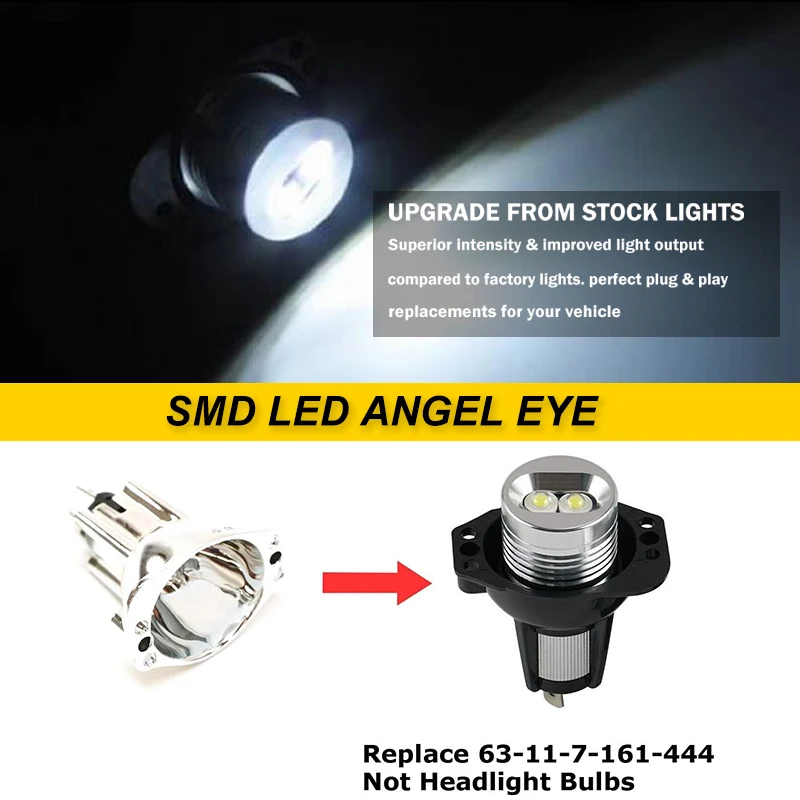 لسيارات BMW 3 Series E90 E91 325i 330i زينون الأبيض LED عين الملاك خاتم هالة ماركر لمبات استبدال OEM # 63117161444