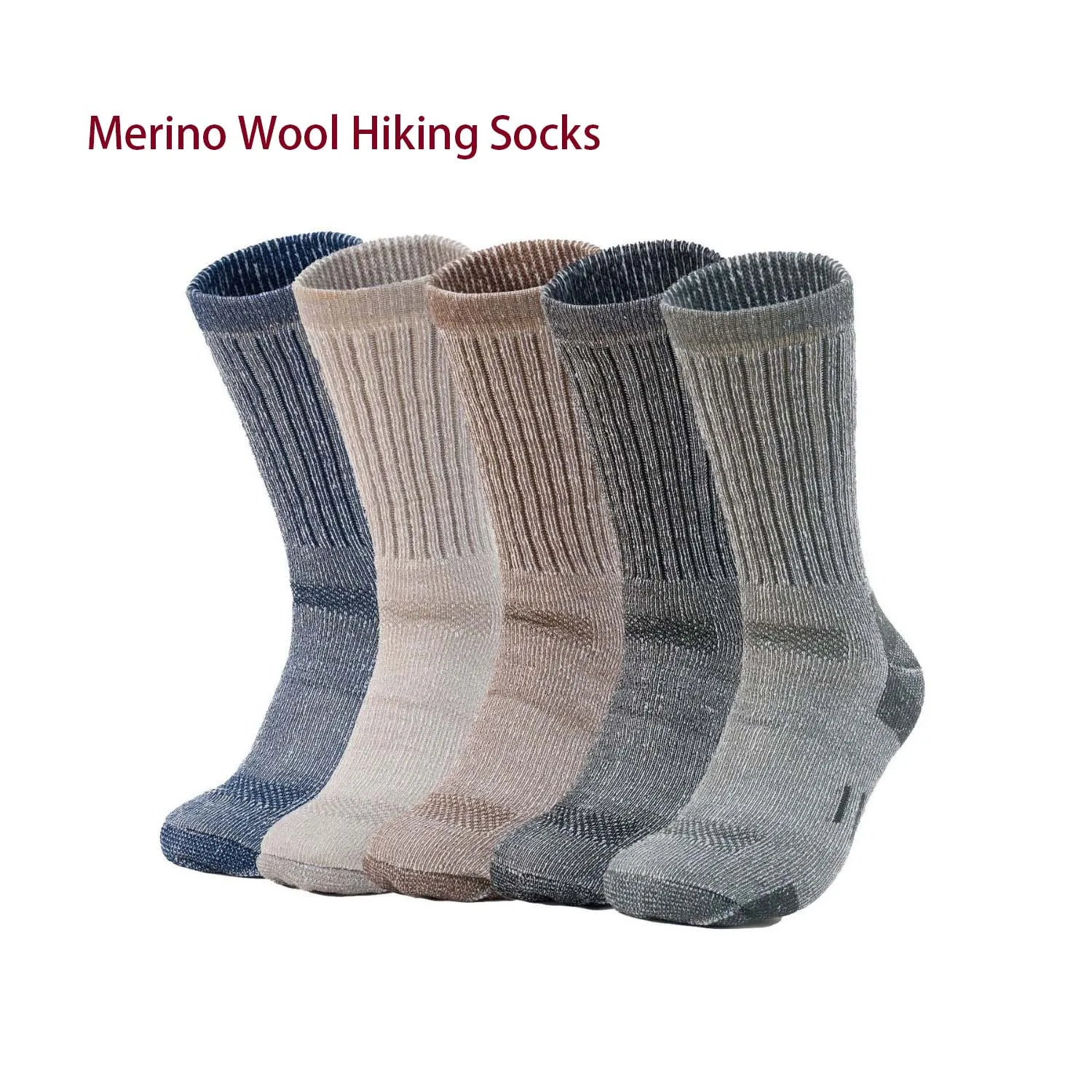 4 Pairs Men Merino Wool Outdoor Hiking Socks Crew Socks Winter Thick Thermal Boot Socks Moisture Breathable Euro Size 42-46