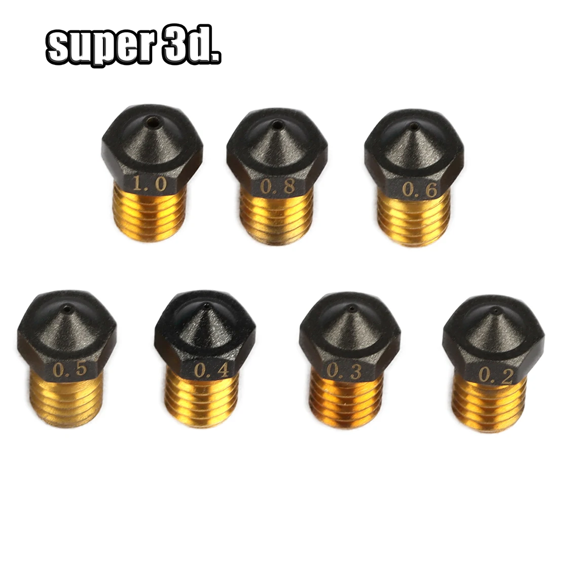 1/2/5 Stück MK8/E3D/Volcano Messing-PTFE-Düse, beschichtet, antihaftbeschichtet, Filament 0,2/0,3/0,4/0,6/0,8/1,0 mm, 3D-Drucker Ender 3, kostenloser Versand – Detail 10