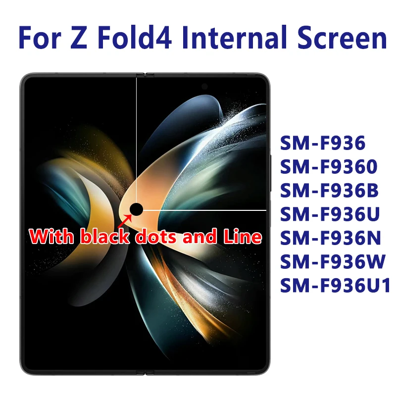 100% Work For Samsung Z Fold 4  Internal screen FOR Z Fold4 F936 F936U F936B/DS F9360 Display Touch Screen Digitizer With line