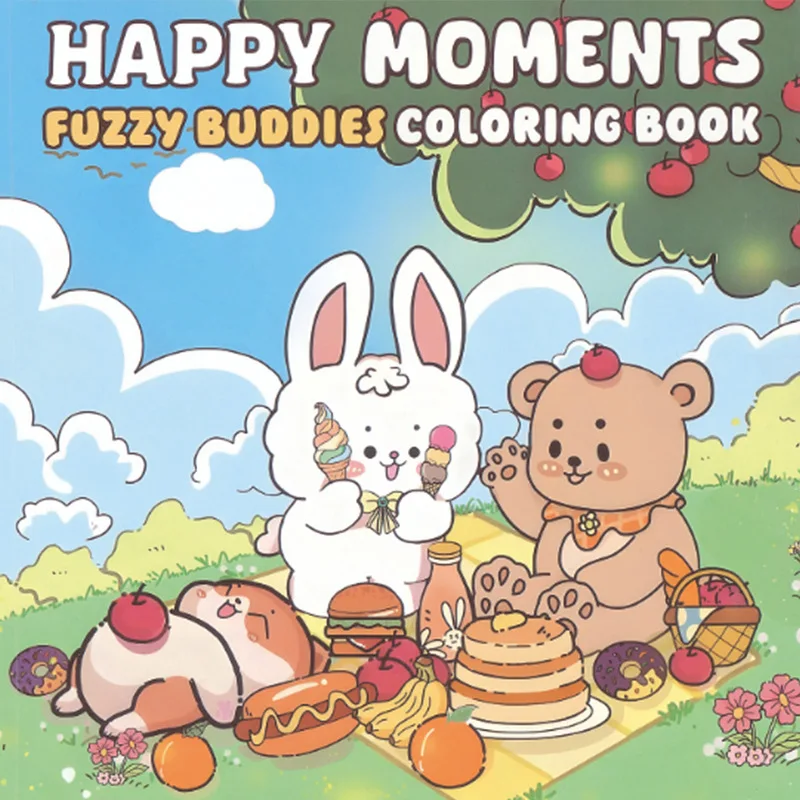 

Happy Moments Fuzzy Buddies Coloring Book - Stress Relief Art for Kids & Adults, Perfect Gift for Parties & Birthdays