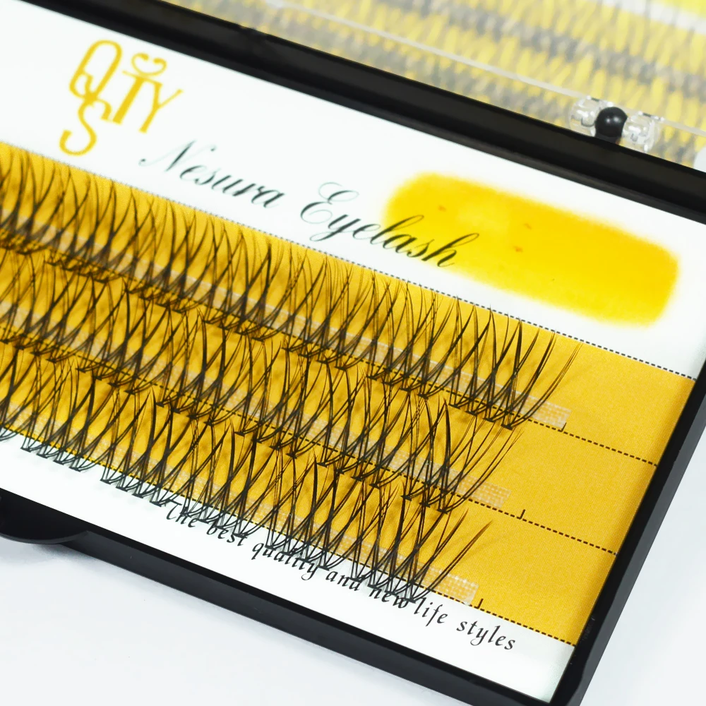 QSTY 120 Bundles Mink Eyelash Extension Natural 3D Russian Volume Faux Eyelashes Individual 10D Cluster Lashes Makeup Cilia