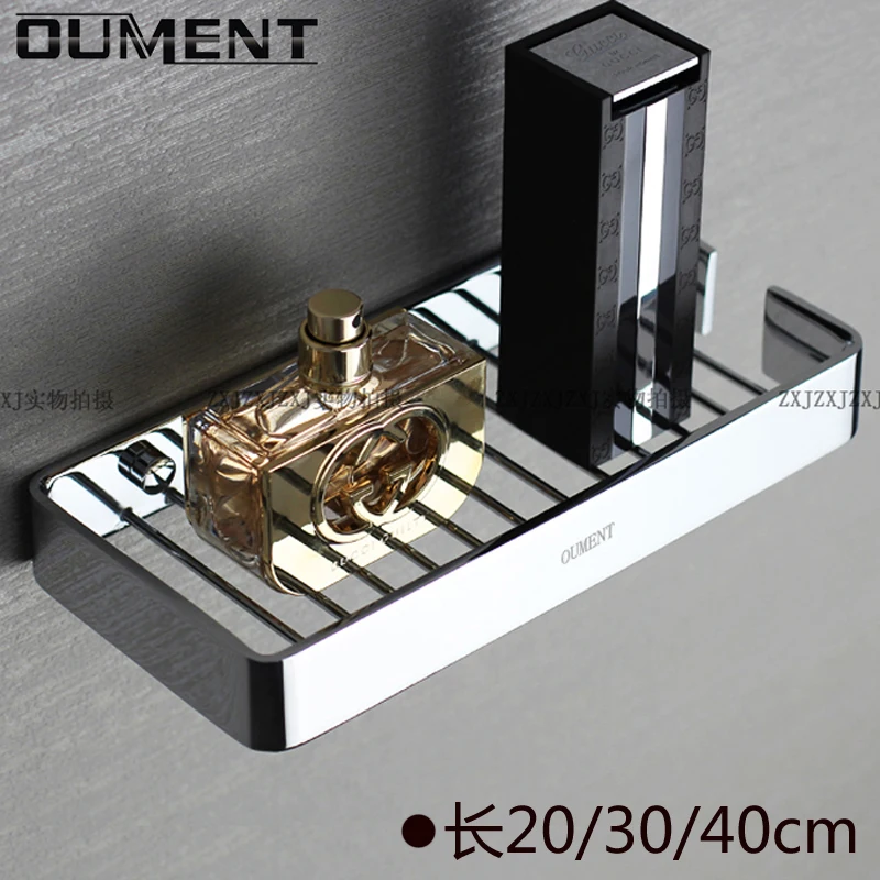 All-copper bathroom rack thickened, small mirror front mirror triangular basket, bathroom square corner rack with hook