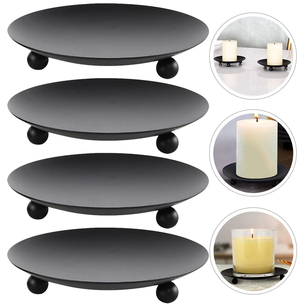 4 قطعة أصحاب الحديد الرجعية ماتي الأسود قوي الشمعدانات الزخرفية للمنزل منضدية ديكور حفل زفاف عمود الشموع #1