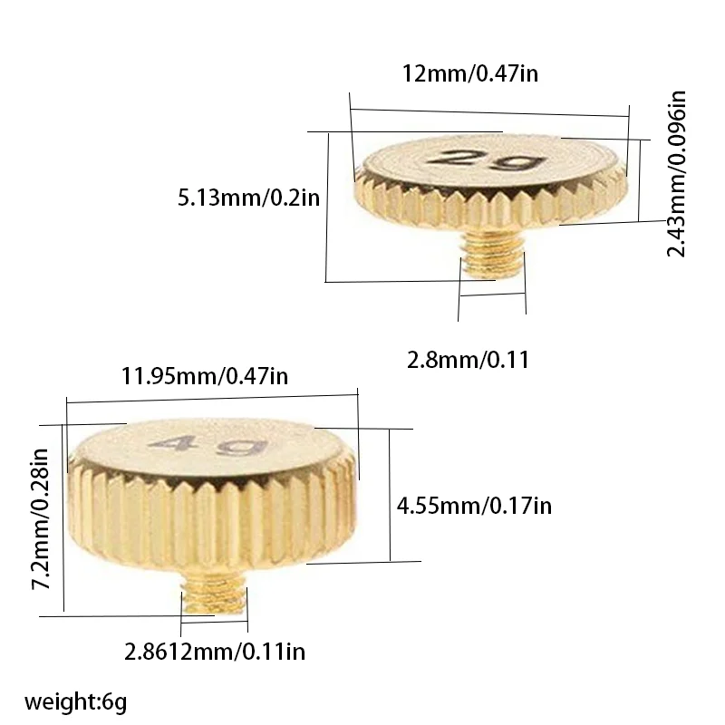 Precision Tonearm Balance Weight Solid Brass 2g/4g Headshell Counterweight Set for Vinyl Record Player