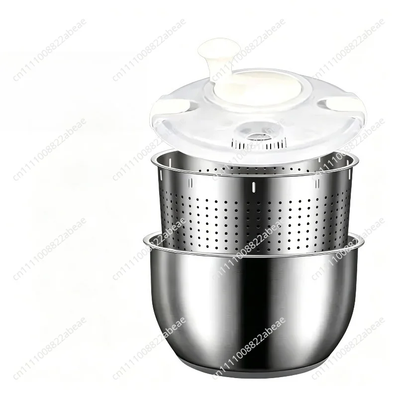 Salad Spinner Drainer Spin Dryer Washer Dehydrator Dewatering Washing Machine Fruit Vegetable Cleaner Tool Stainless Steel