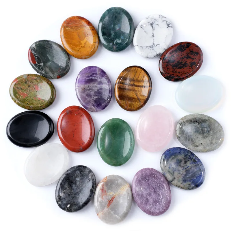 JH40-1 Piedra de Cristal Natural para Curación, Amatista, Ojo de Tigre, Herramienta de Masaje Corporal, SPA, Relajación