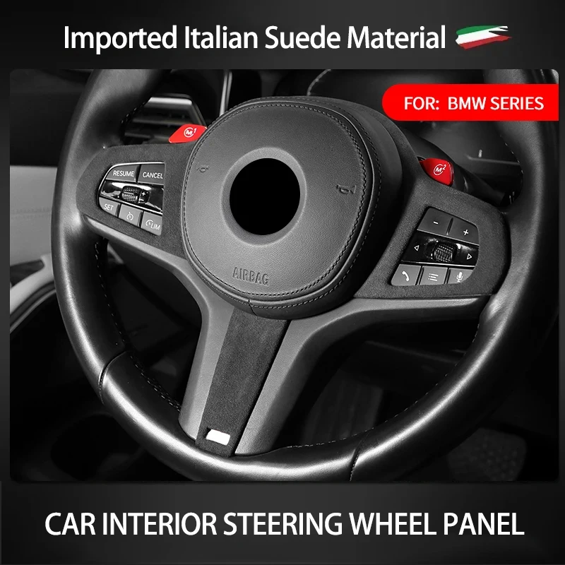 

Car Steering Wheel Frame Cover Sticker Alcan tara Interiors Decorative Trims For BMW New 2/3/4/5/6/7/8 Series X3/X4/X5/X6/X7