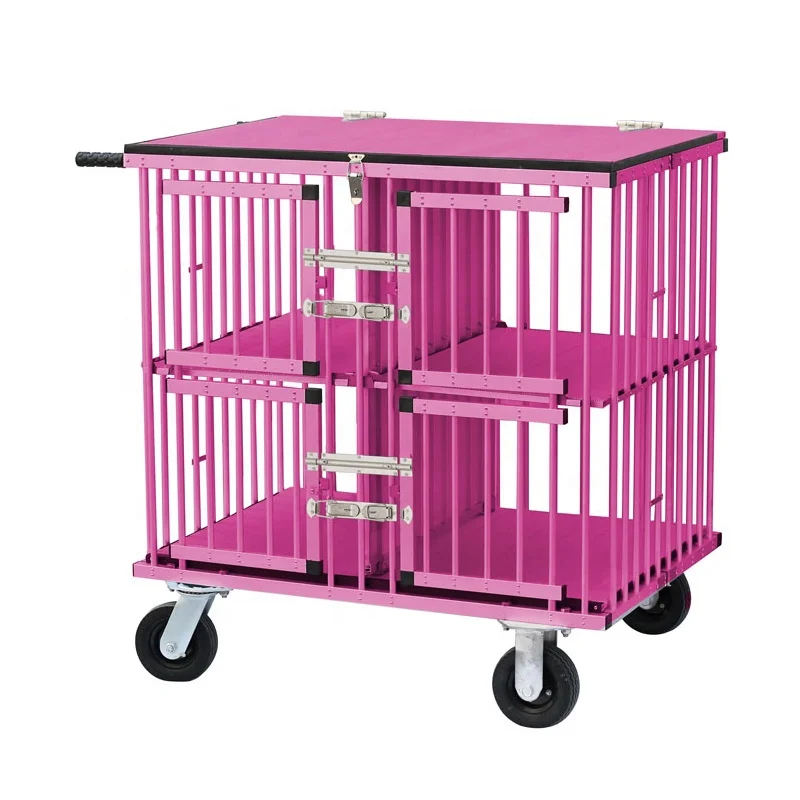 

Dog trolley Salon Foldable Aluminum Light-weighted pet Show cage dog trolley China factory Outdoor Luxury 4 Wheels dog trolley