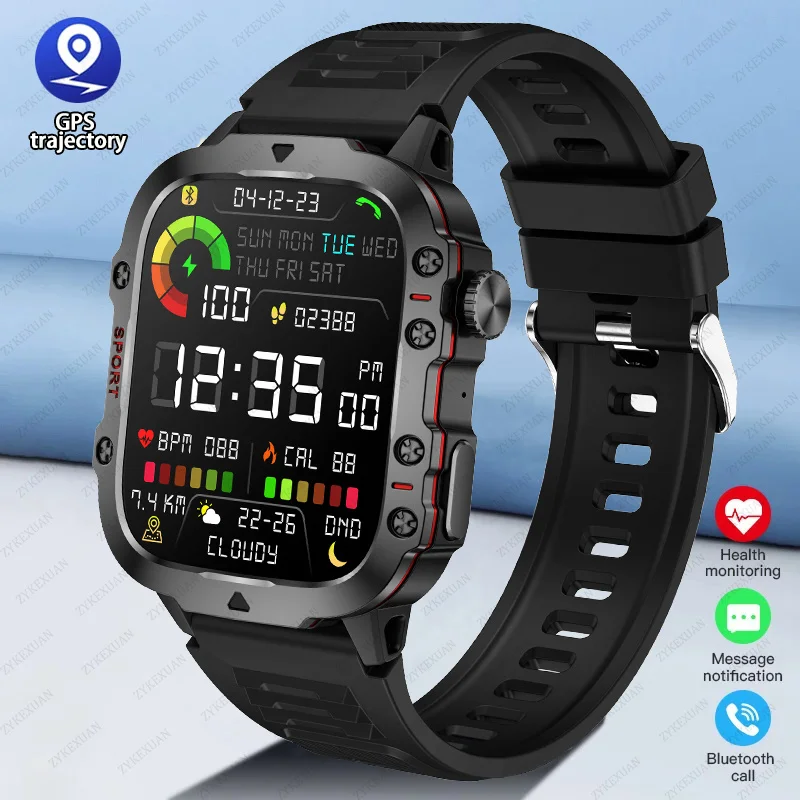 

2024 Rugged Military Smartwatch Men Fitness Watches IP68 Waterproof 2.01'' AI Voice Bluetooth Call Smart Watches For Android IOS